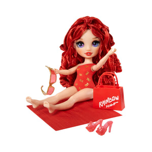Rainbow High Swim & Style Ruby (Red) 11” Doll with Shimmery Wrap - shop.mgae.com