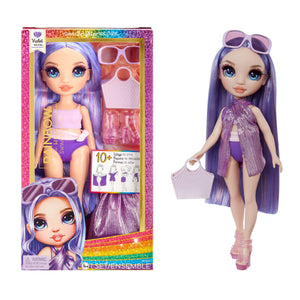 Rainbow High Swim & Style Violet (Purple) 11” Doll with Shimmery Wrap - shop.mgae.com