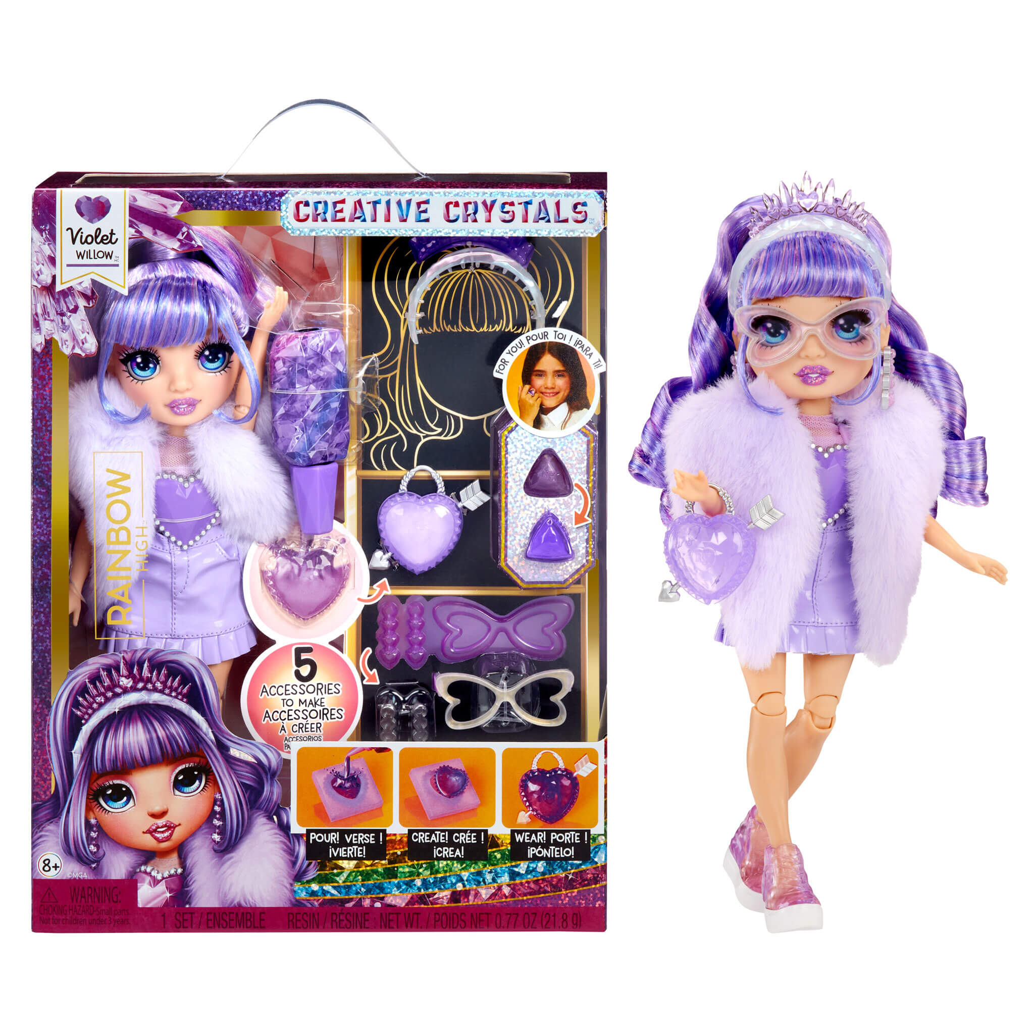 Rainbow High Creative Crystals Violet Doll - DIY Crystal Kit