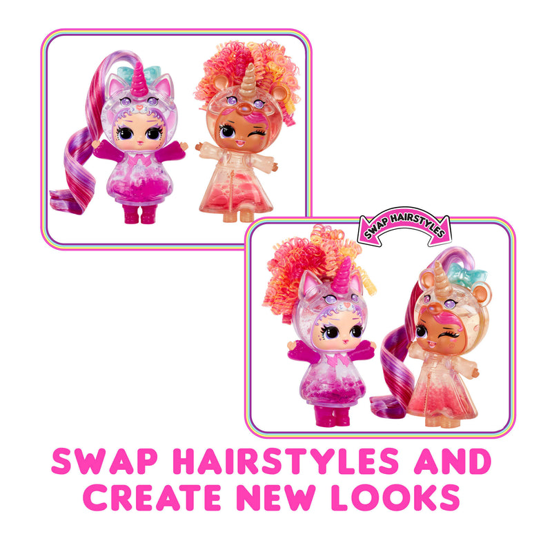 Swap hair styles from unicorn tot to  another unicorn tot