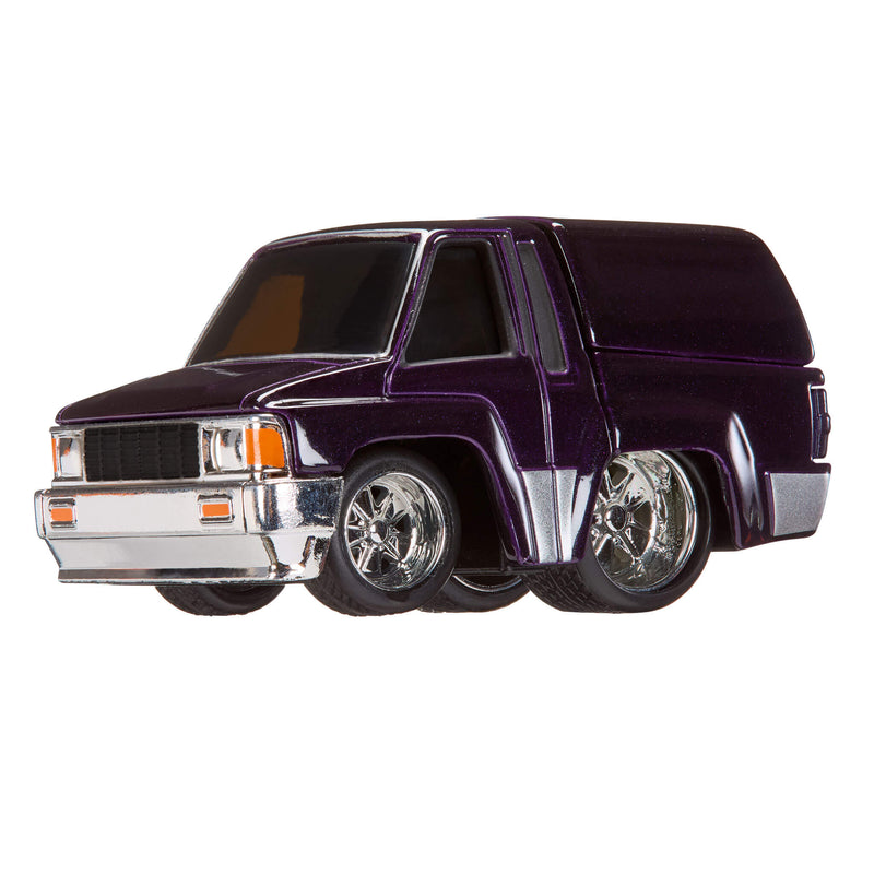 Model of a purple SUV on a white background