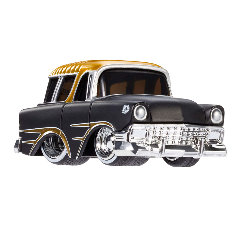  Classic Chevy Nomad car with a black and gold design on a white background