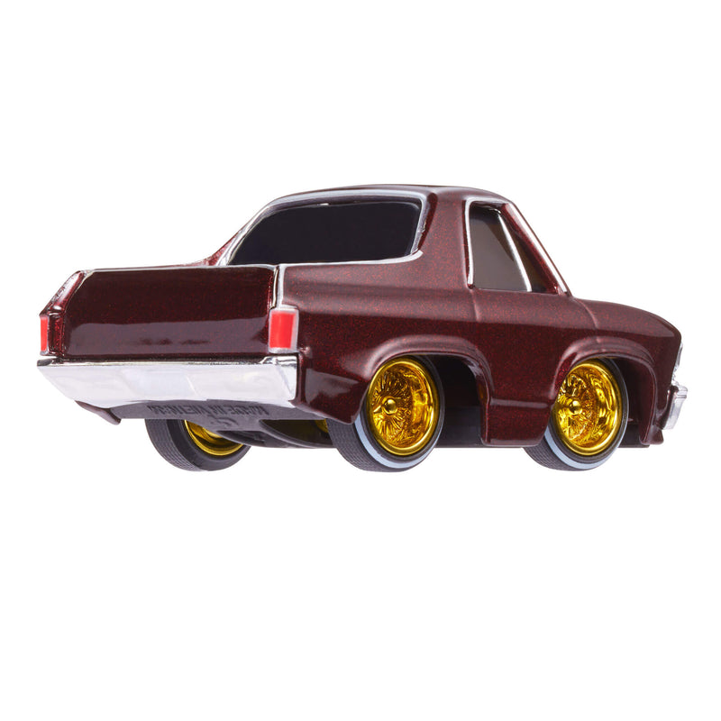 Car with gold wheels on a white background