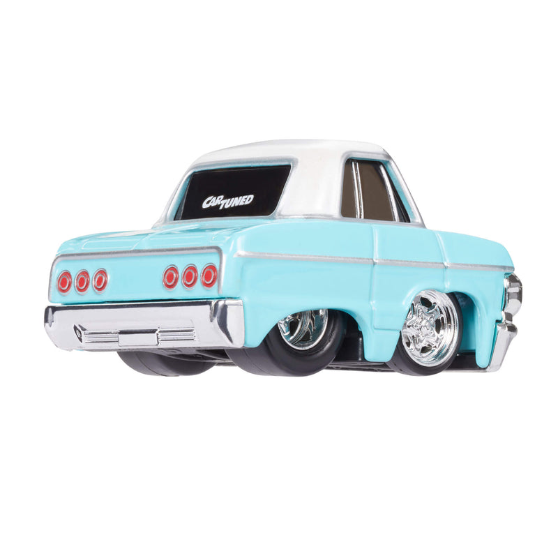 Light blue car with white top on a white background