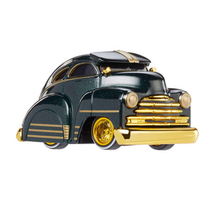 Chevy Fleetline classic car with gold accents on a white background