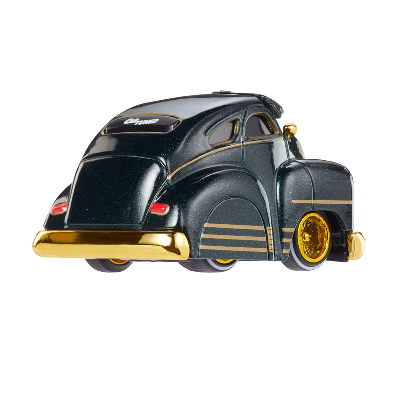 Black and gold car on a white background