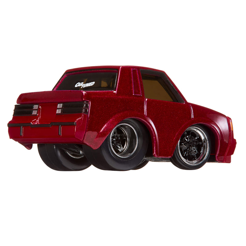 Red toy car with a white background