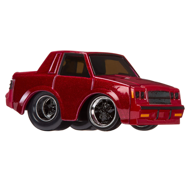 Red toy car on a white background