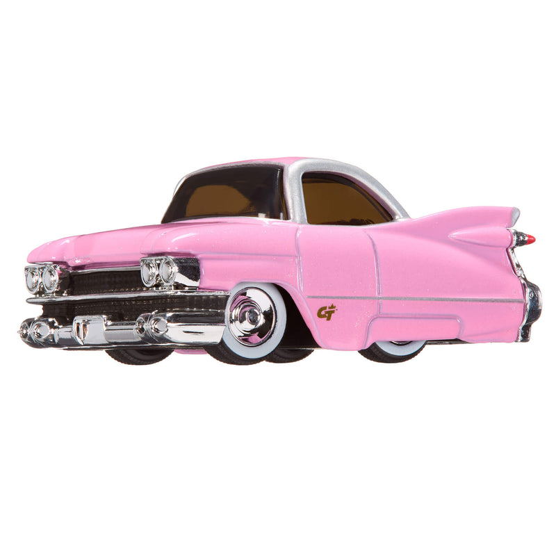 Pink vintage car model on a white background