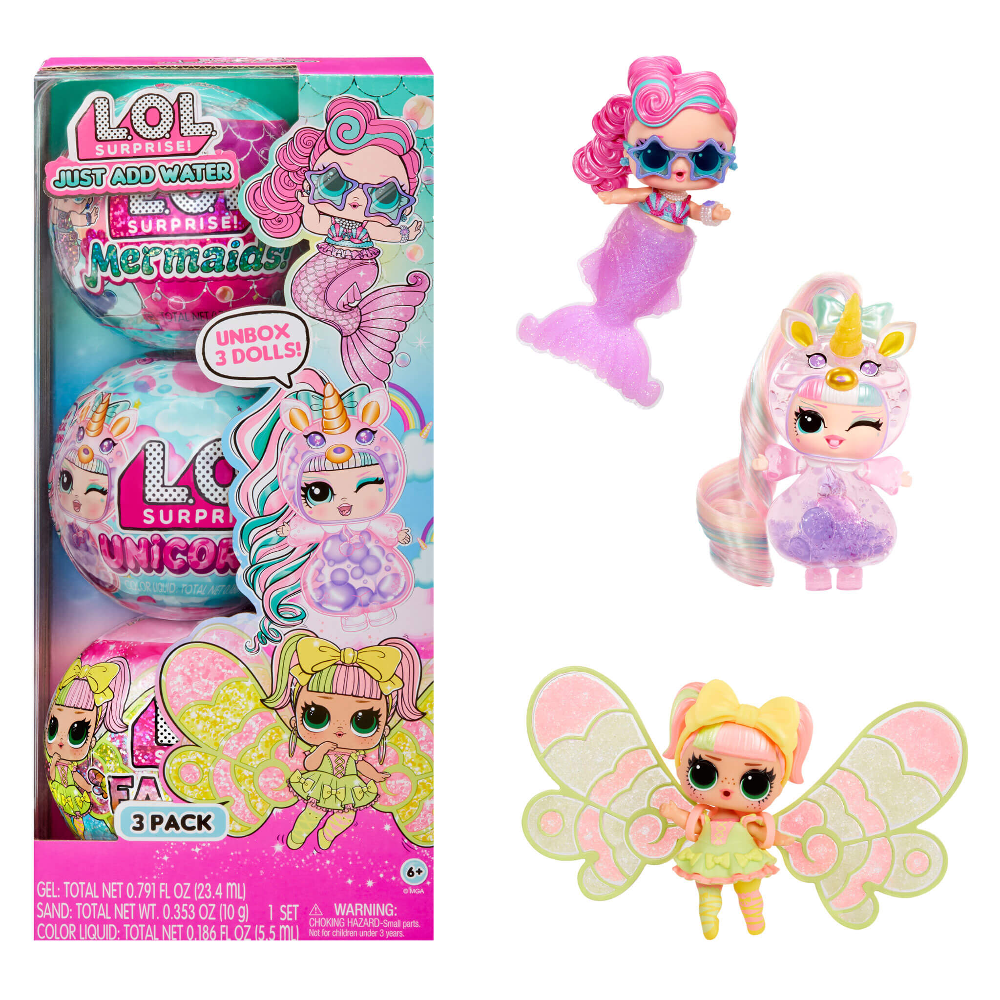 LOL Surprise Tots Just Add Water 3-Pack with 3 Make-Your-Own