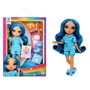 Rainbow High Jr High PJ Party Skyler (Blue) 9” Posable Doll in a Satin PJ Set - shop.mgae.com