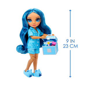 Rainbow High Jr High PJ Party Skyler (Blue) 9” Posable Doll in a Satin PJ Set - shop.mgae.com