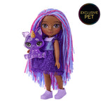 Indigo with her purple pet fox