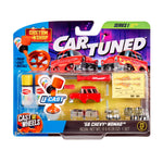 CarTuned Custom Model Kit Chevy Nomad packaging with 'Car Tuned' branding and red car design.