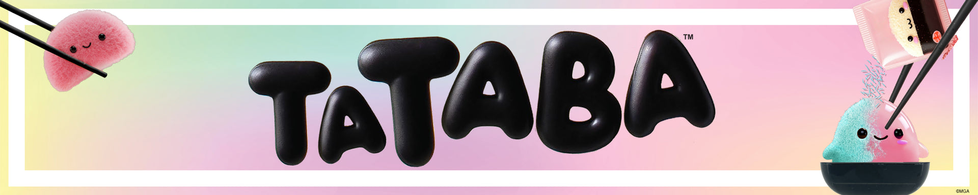 TATABA logo with colorful background and cartoon characters