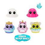 DohKins Fantasy Pack Characters, Mermaid, Unicorn, Fairy with 'Dough Never Dries!' text