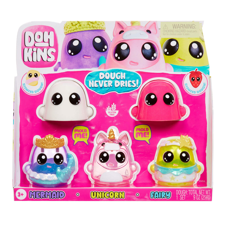 Packaged set of Don Kins dough figures with colorful packaging on a white background