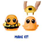 orange Builder characters with black eyes 