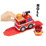 fire truck rolling over the dough