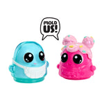 Two colorful figures, one blue with an apron and one pink with 'Mold Us!' text.