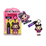 Blake Licorice lip gloss set with character keychain and packaging on a white background
