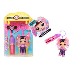 Yummieland toy set with lip gloss, keychain, and figure on a white background