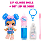 Lip gloss doll with DIY lip gloss kit on a white background