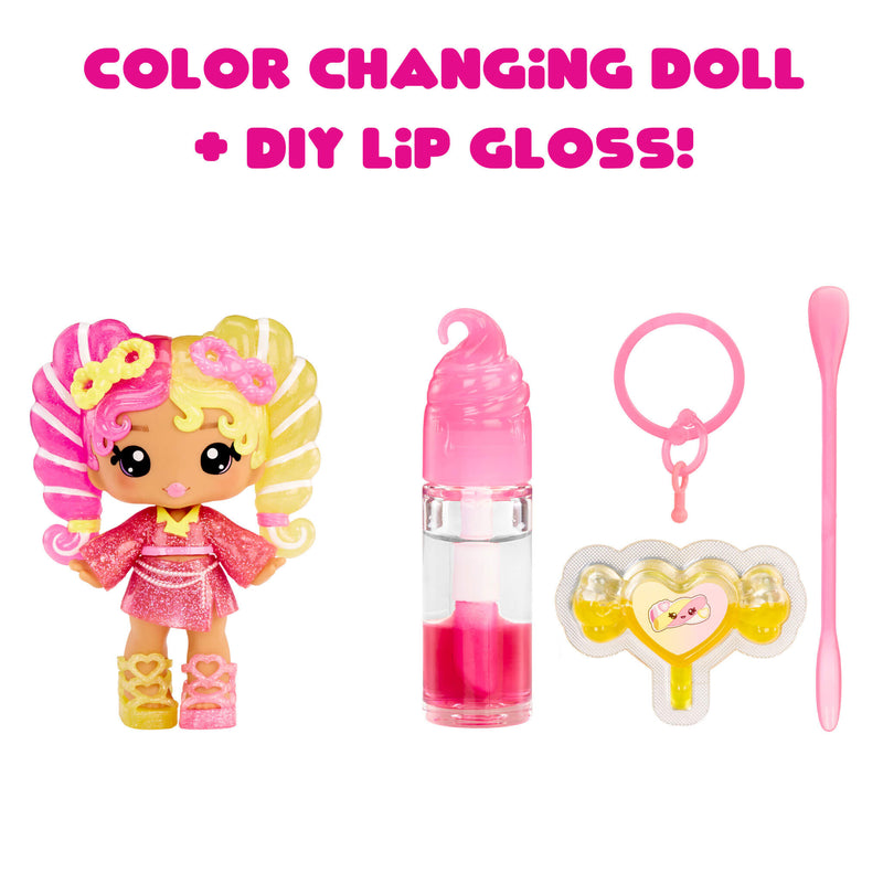Color-changing doll with lip gloss and accessories on a white background