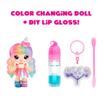 Color-changing doll with DIY lip gloss set on a white background
