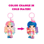 Two colorful keychains with a color change effect in cold water on a white background.