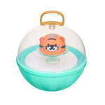 Mini tiger inside a transparent dome on a green base with a brown handle.