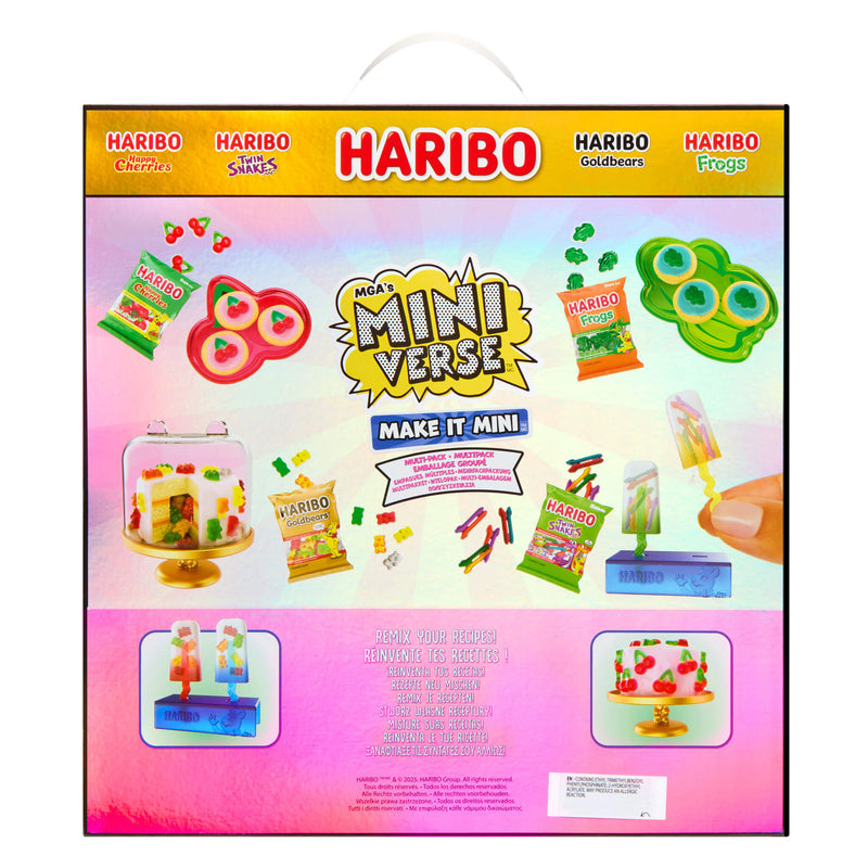 Haribo Mini back of packaging with various miniatures and branding.