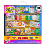 Haribo miniatures set packaging with colorful toys and Haribo branding.