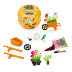 Make It Mini Nature set with wheelbarrow, plants, and packaging on a white background