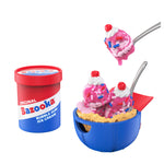 Bazooka bubble gum ice cream mini with a container and ice cream sundae on a white background