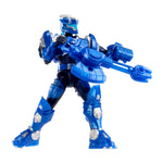 Blue action figure on a white background