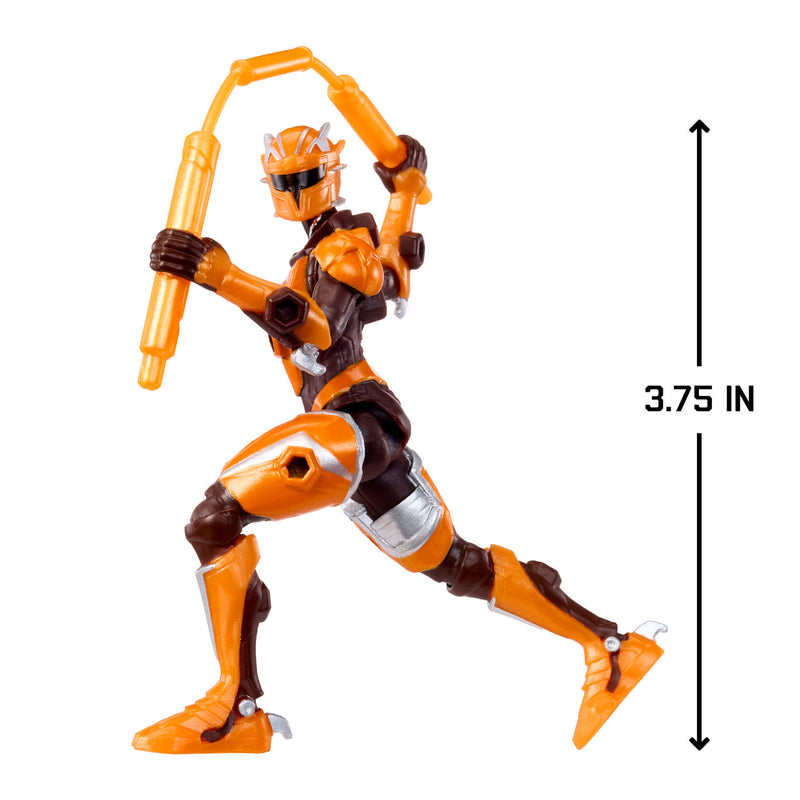 Orange and brown action figure with a measurement label on a white background