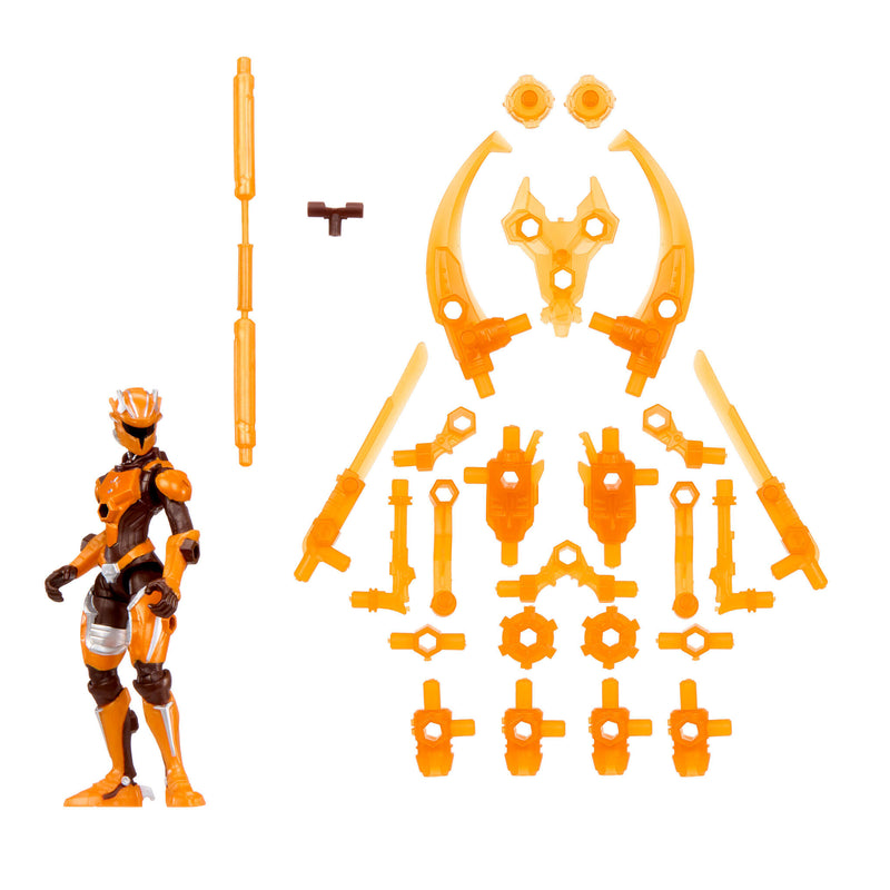 Toy figure with its parts on a white background