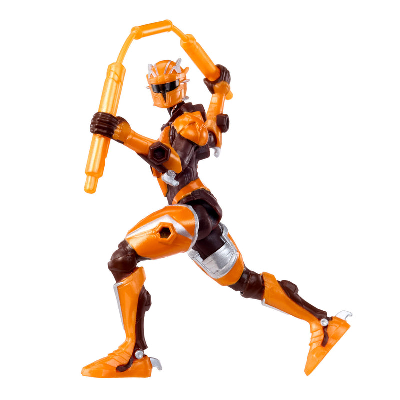 Action figure with orange and brown color scheme on a white background