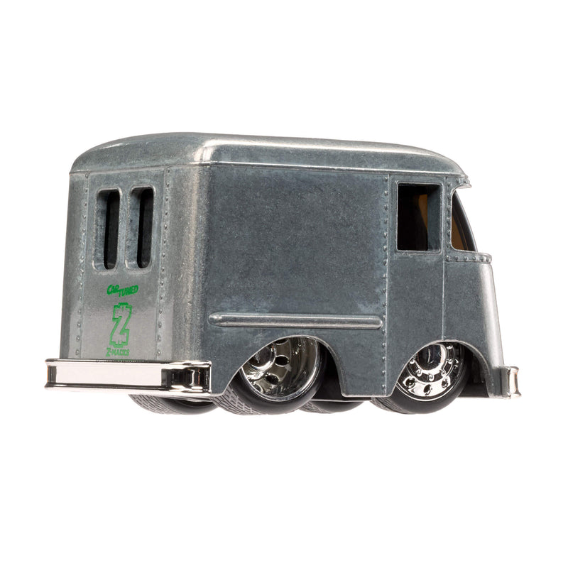 Van with a green logo on a white background