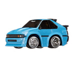 Blue toy car on a white background