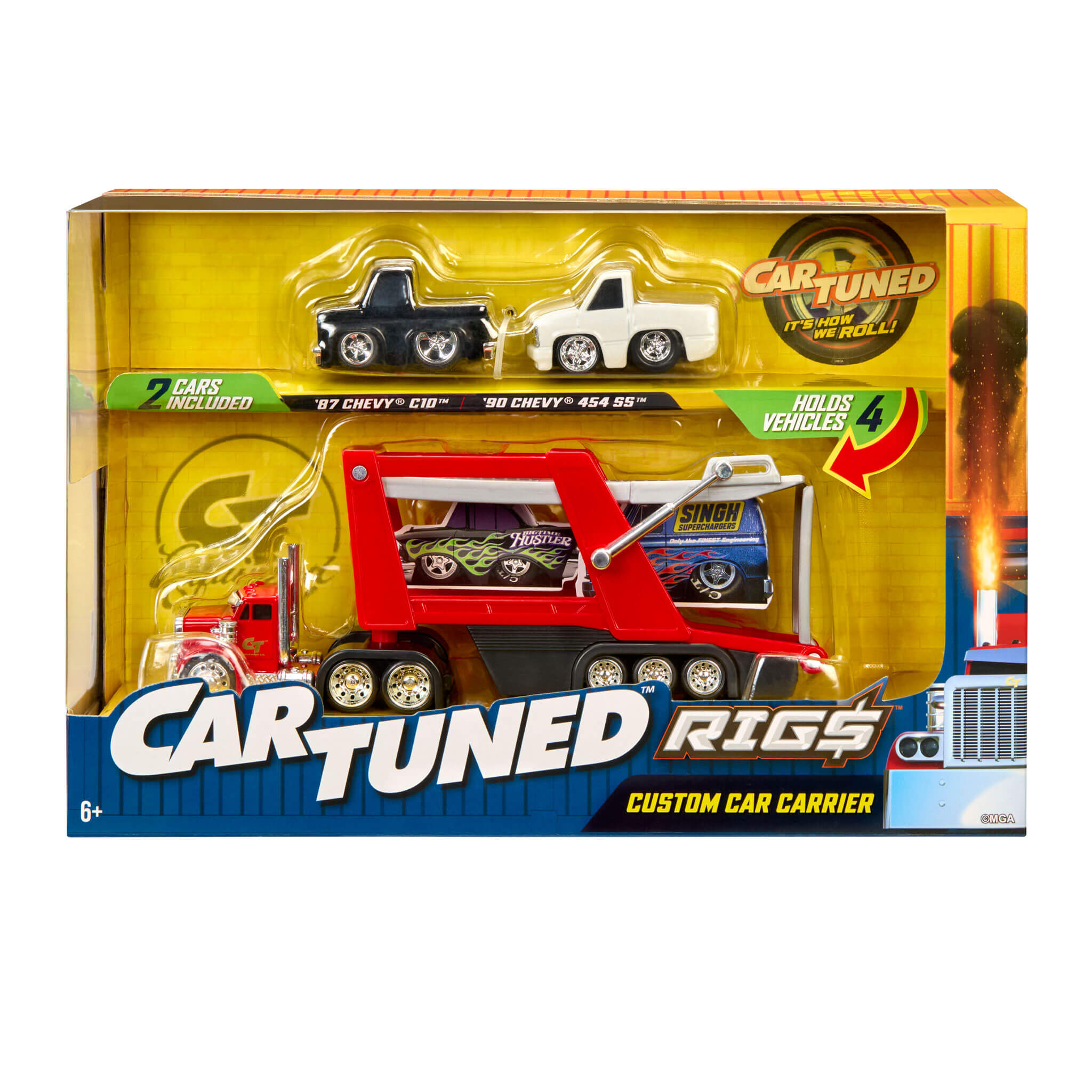 CarTuned Rig$ Car Carrier with 2 GM Classics - Diecast Hauler Set
