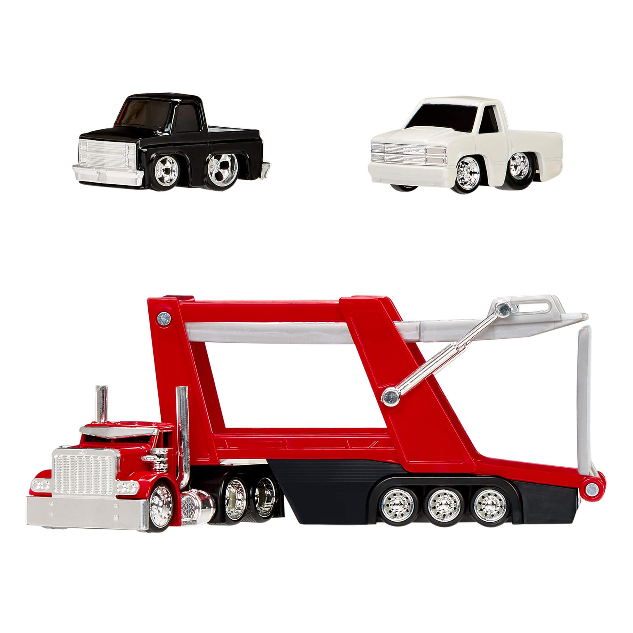 CARTUNED RIGS カスタムカーキャリア CarTuned Rig$ Car Carrier with 2 GM Classics - Diecast Hauler Set