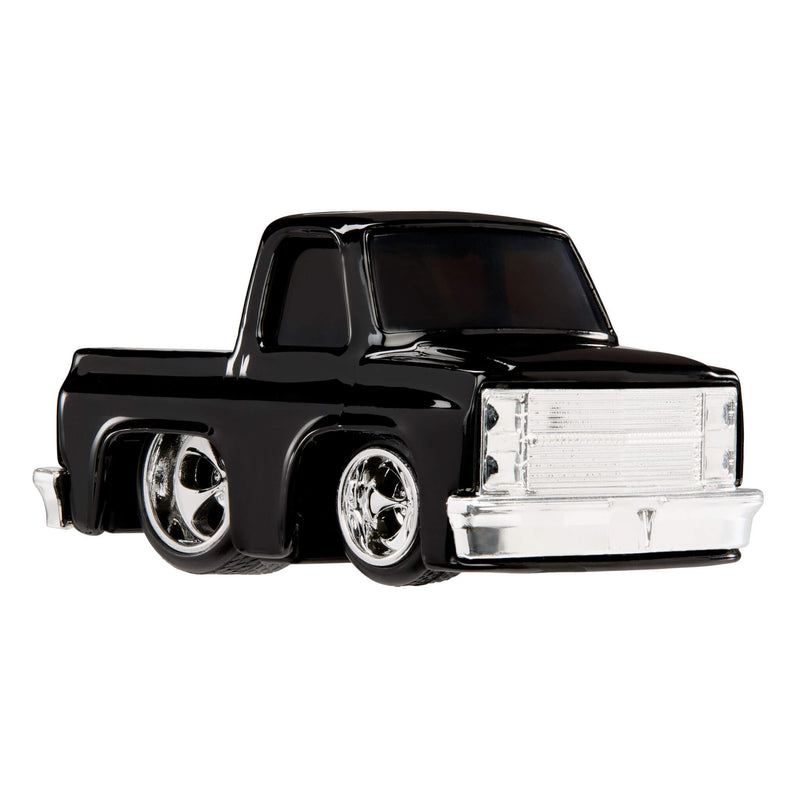 Black model truck on a white background