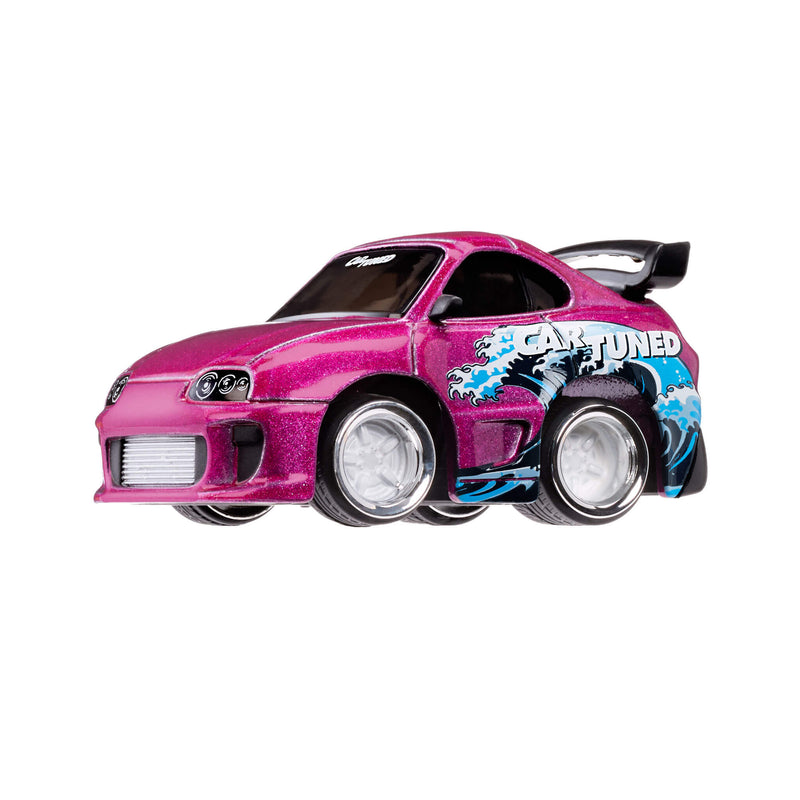Pink Supra Side View, has CarTuned on back panel