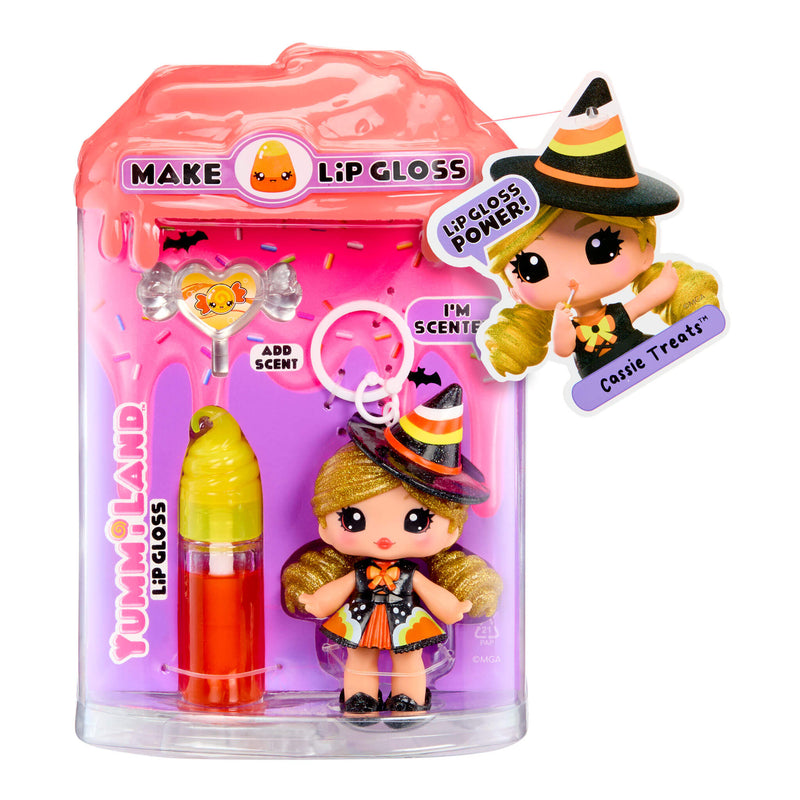 Yummy Land lip gloss with Halloween-themed packaging and character figure.