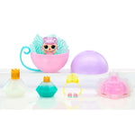 Doll in half of the ball with accessories on a white background
