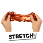 Hands stretching a chewy treat with 'STRETCH!' text below on a white background