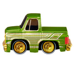 Green Chevy truck side view - gold and white design