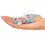 Hand holding Mini Laughing Cow Cheese in palm with visible branding on a white background